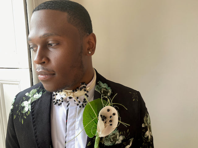 Black Jet & Mother of Pearl tie